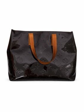 Louis Vuitton Dark Brown Vernis Patent Tote with Tan Handles